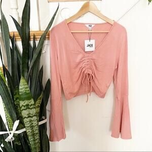 Jack BB DAKOTA  flare sleeves ruffle front blouse